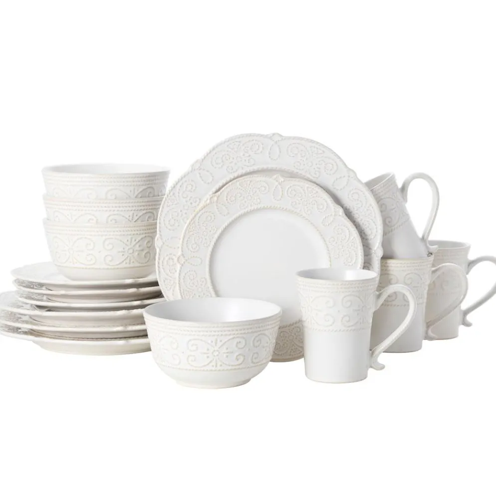 Abby White 16 Piece Dinnerware Set, Service for 4