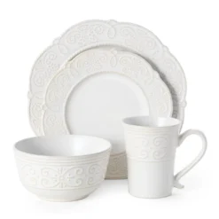 Abby White 16 Piece Dinnerware Set, Service for 4