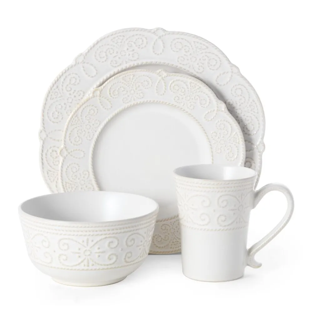 Abby White 16 Piece Dinnerware Set, Service for 4