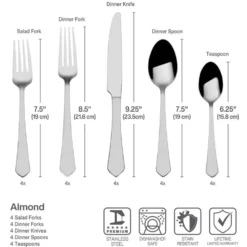 Almond 20 Piece Flatware Set, Service for 4
