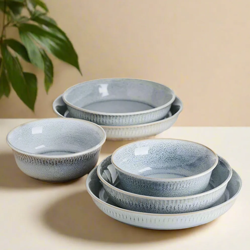 Amara Smoke 6 Piece Dinnerware Bowl Set, Service for 2