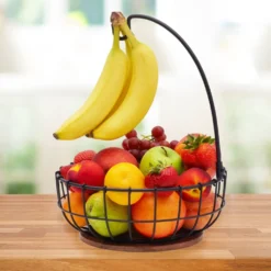 Anvil Cage Fruit Storage Basket with Banana Hook