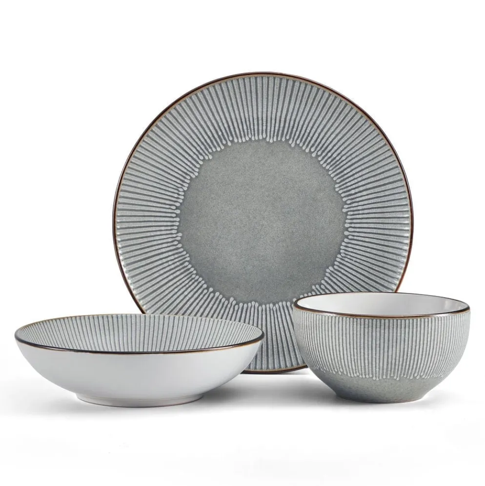Arlie Gray 12 Piece Pasta Dinnerware Set, Service for 4