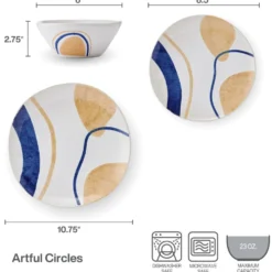 Artful Circles 12 Piece Set, Service for 4