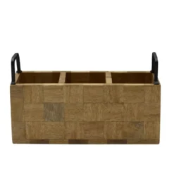Avery Checkered Flatware Wood Caddy