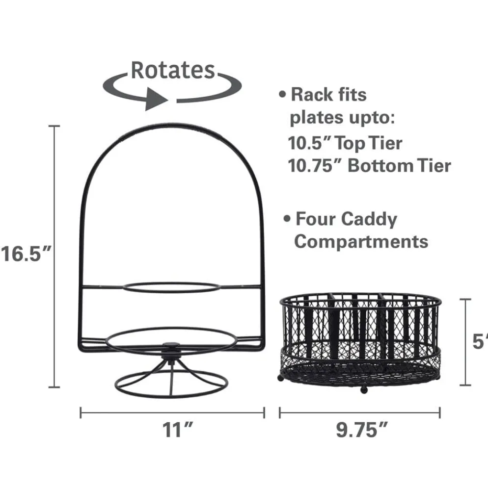 Band and Stripe Swivel Hostess Buffet Storage Caddy
