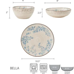 Bella 12 Piece Dinnerware Set, Service for 4
