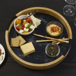 Black Marble Lazy Susan Serve Tray