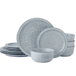 Blooming Meadow Blue 12 Piece Dinnerware Set, Service for 4