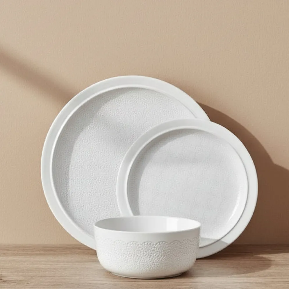 Blooming Meadow Cream 12 Piece Dinnerware Set, Service for 4