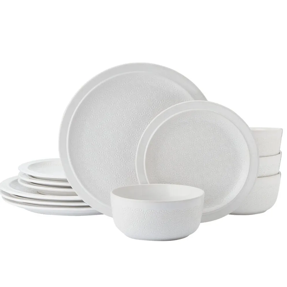 Blooming Meadow Cream 12 Piece Dinnerware Set, Service for 4