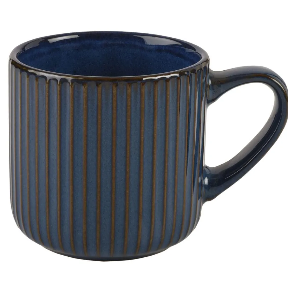 Blue Ribbed Mug