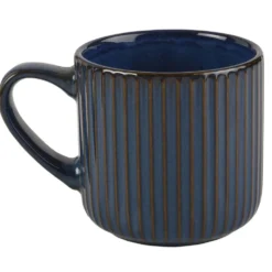 Blue Ribbed Mug