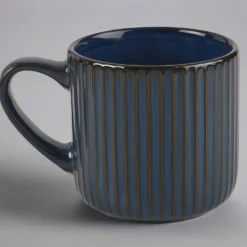 Blue Ribbed Mug