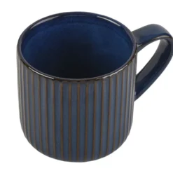 Blue Ribbed Mug