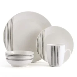 Brushed Lines 16 Piece Dinnerware Set, Service for 4