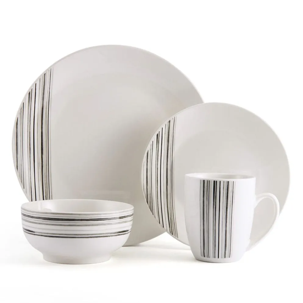 Brushed Lines 16 Piece Dinnerware Set, Service for 4