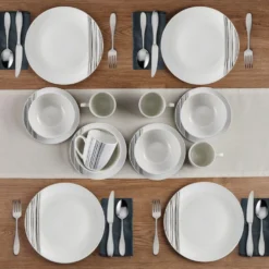 Brushed Lines 16 Piece Dinnerware Set, Service for 4