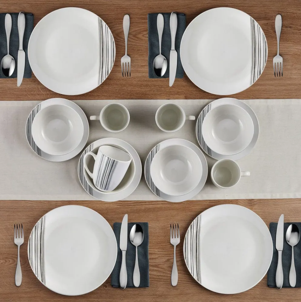 Brushed Lines 16 Piece Dinnerware Set, Service for 4