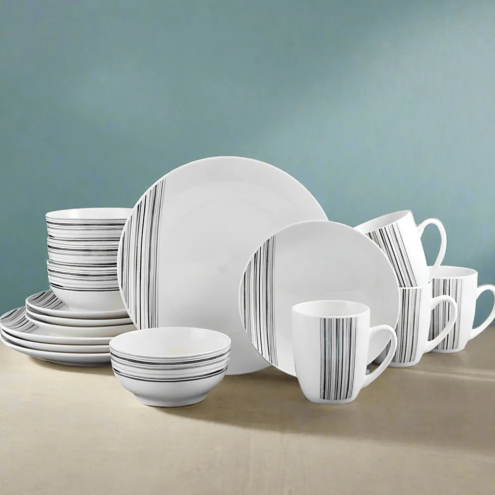 Brushed Lines 16 Piece Dinnerware Set, Service for 4