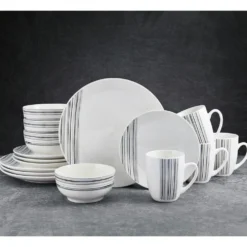 Brushed Lines 16 Piece Dinnerware Set, Service for 4