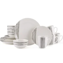 Brushed Lines 16 Piece Dinnerware Set, Service for 4