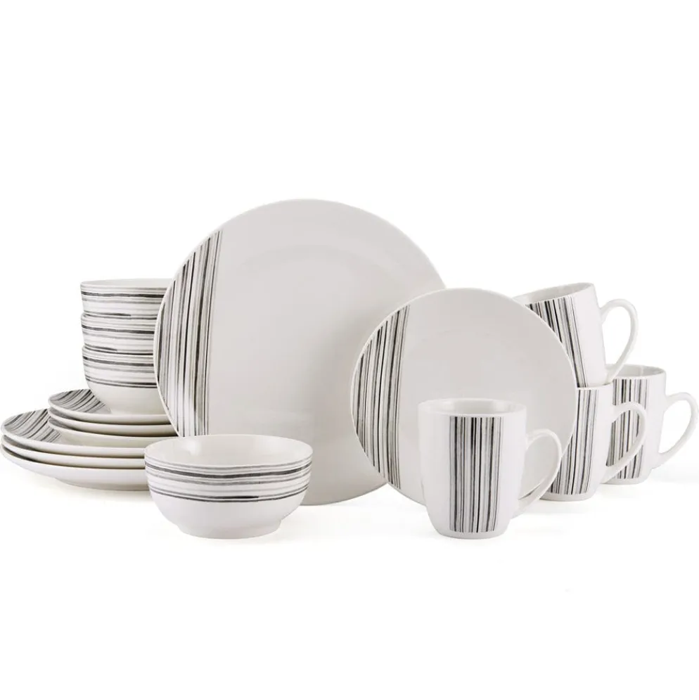 Brushed Lines 16 Piece Dinnerware Set, Service for 4