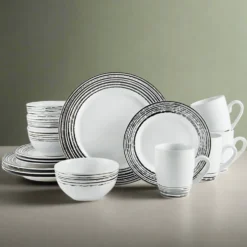 Bryson White 16 Piece Dinnerware Set, Service for 4