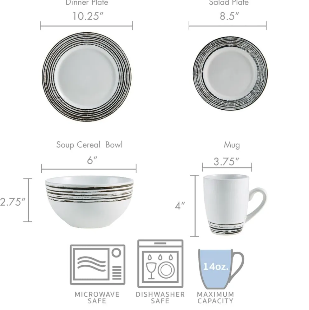 Bryson White 16 Piece Dinnerware Set, Service for 4