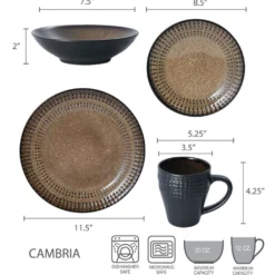 Cambria 16 Piece Dinnerware Set, Service for 4
