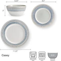 Casey 12 Piece Dinnerware Set, Service for 4