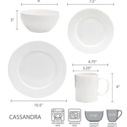 Cassandra 16 Piece Dinnerware Set, Service for 4
