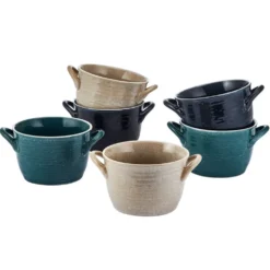 Cauldron Double Handle Set of 6 Soup Bowls