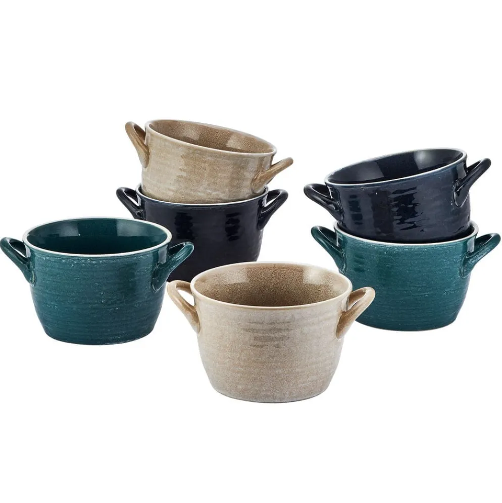 Cauldron Double Handle Set of 6 Soup Bowls