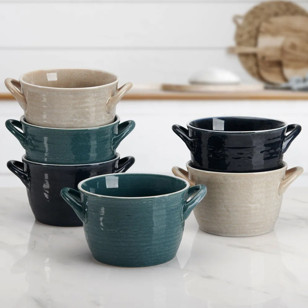 Cauldron Double Handle Set of 6 Soup Bowls