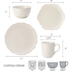 Chateau Cream 16 Piece Dinnerware Set, Service for 4