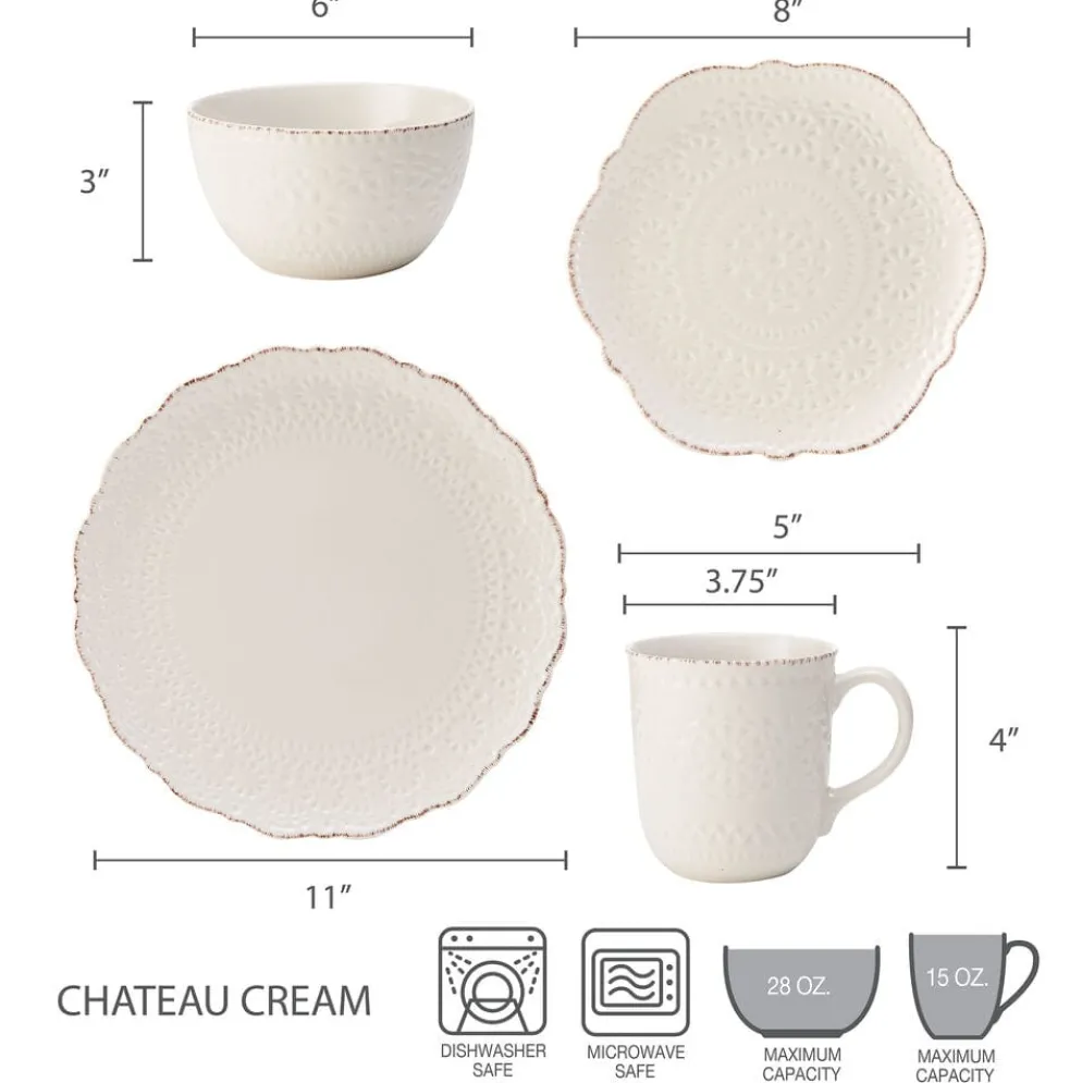 Chateau Cream 16 Piece Dinnerware Set, Service for 4