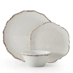 Chateau Cream 12 Piece Outdoor Melamine Dinnerware Set, Service for 4