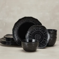 Chateau Midnight 12 Piece Dinnerware Set, Service for 4