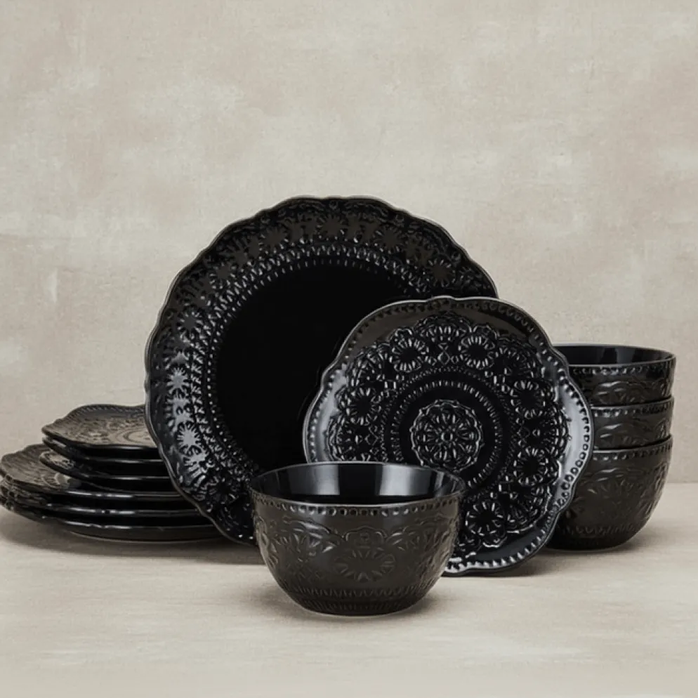 Chateau Midnight 12 Piece Dinnerware Set, Service for 4