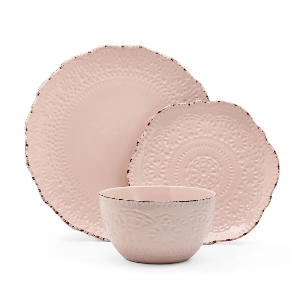 Chateau Pink 12 Piece Dinnerware Set, Service for 4