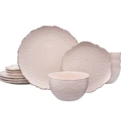 Chateau Pink 12 Piece Dinnerware Set, Service for 4