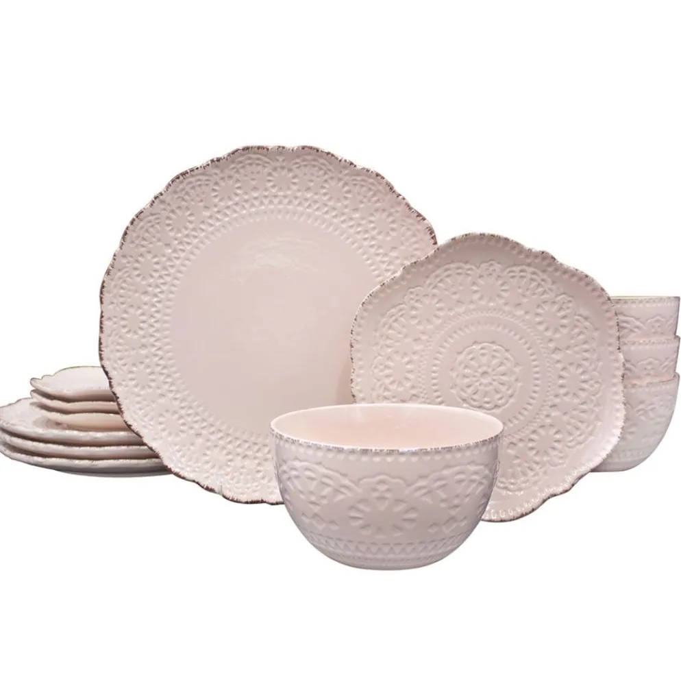 Chateau Pink 12 Piece Dinnerware Set, Service for 4