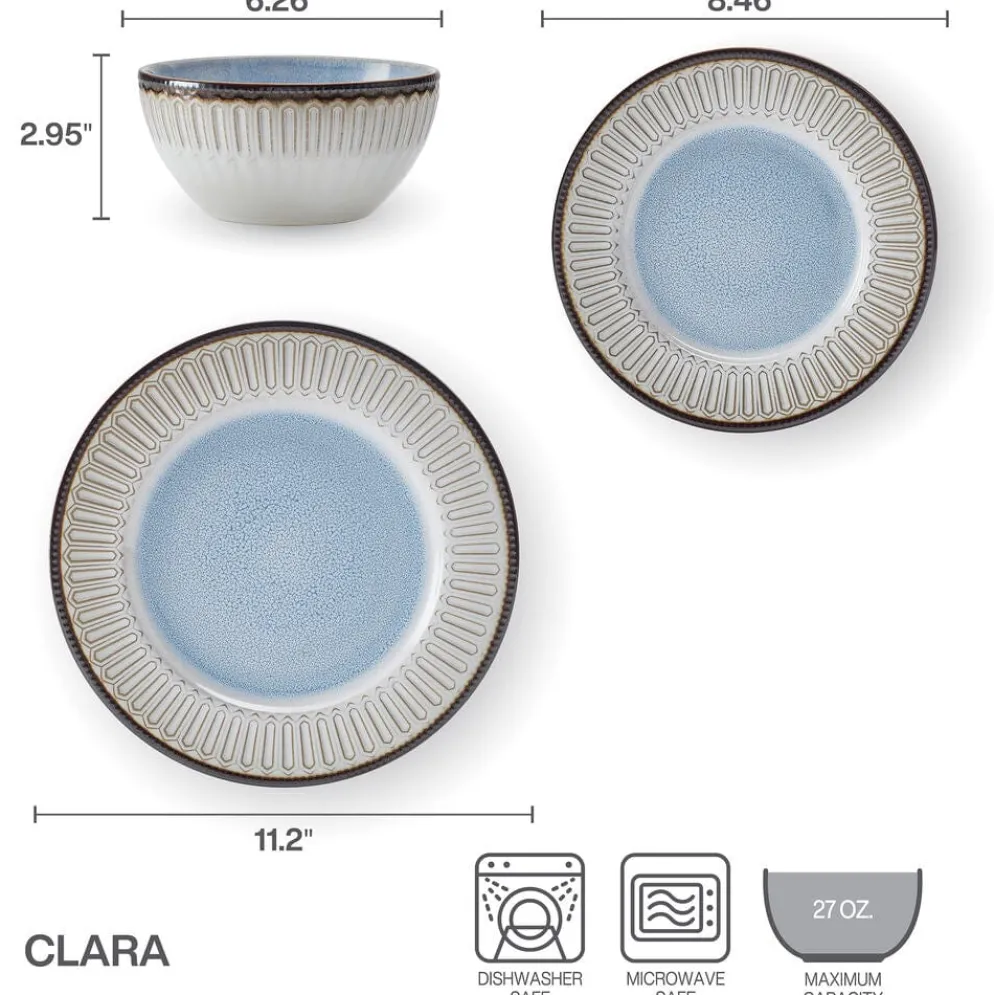 Clara 12 Piece Dinnerware Set, Service for 4