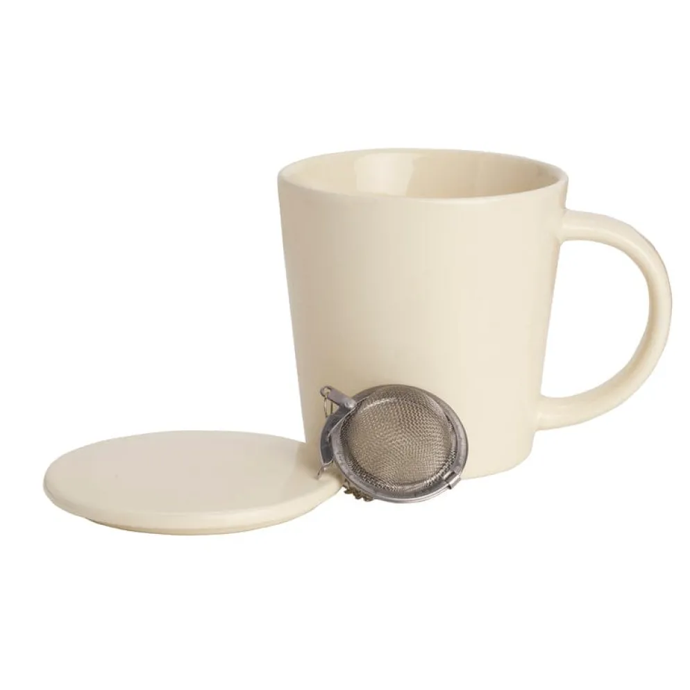Cream Tea Mug with Infuser and Lid