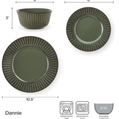 Dannie Green 12 Piece Dinnerware Set, Service for 4
