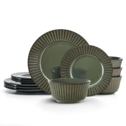 Dannie Green 12 Piece Dinnerware Set, Service for 4