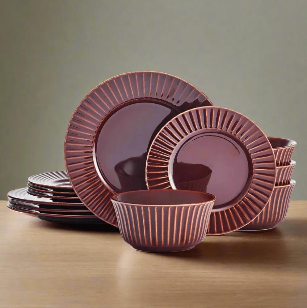 Dannie Red 12 Piece Dinnerware Set, Service for 4