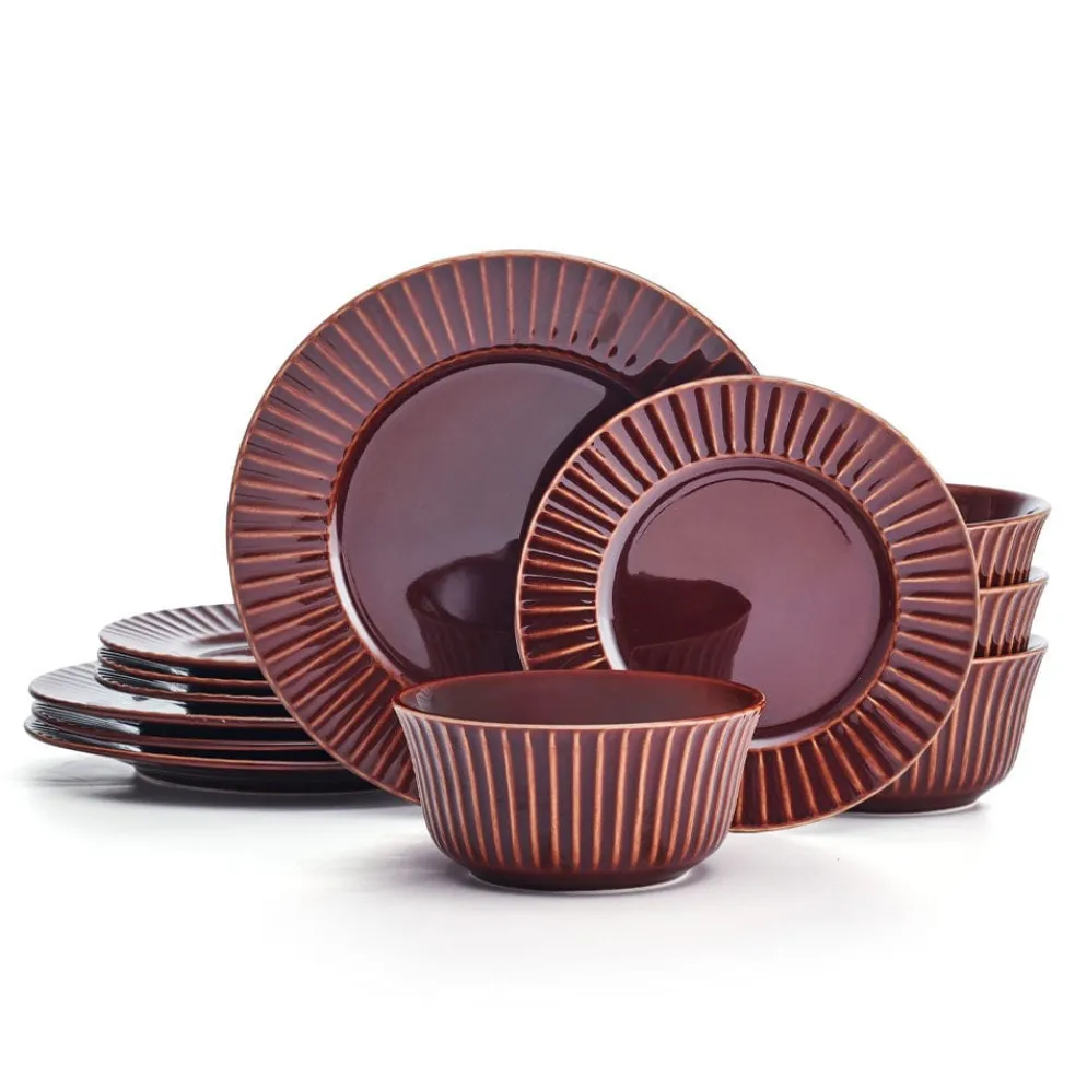 Dannie Red 12 Piece Dinnerware Set, Service for 4