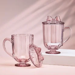 Darbie Angell Bliss Blush Set of 2 Footed Drinking Glasses with Lid